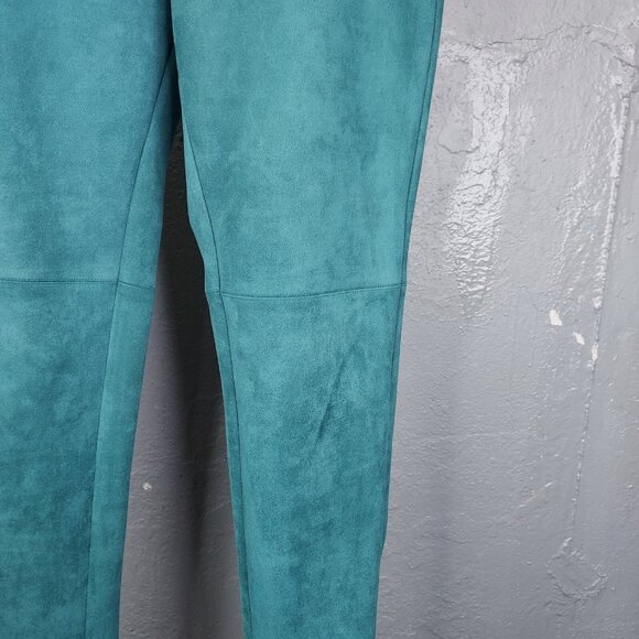 Anthropologie Avec Les Filles Pants Small Arden Slim Faux Suede Green Zip Ankle - Picture 5 of 16
